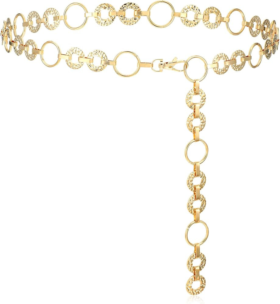KALIONE Women's Gold Waist Chain Belt, Multilayer Decorative Wedding Dress Body Link Belts Adjust... | Amazon (US)