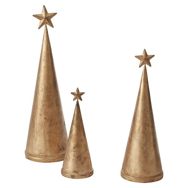 Star Topped Aged Metal Cone Tree | Antique Farm House