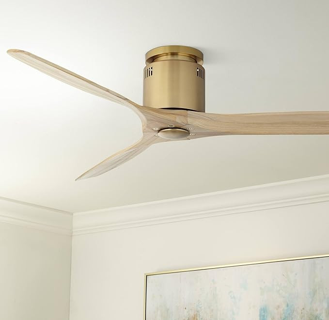 Casa Vieja 52" Windspun Modern Indoor Ceiling Fan 3 Blade Remote Control Soft Brass Finish Wood B... | Amazon (US)