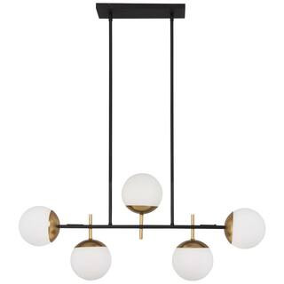 George Kovacs Alluria 5-Light Weathered Black with Autumn Gold Billiard Light with Etched Opal Gl... | The Home Depot