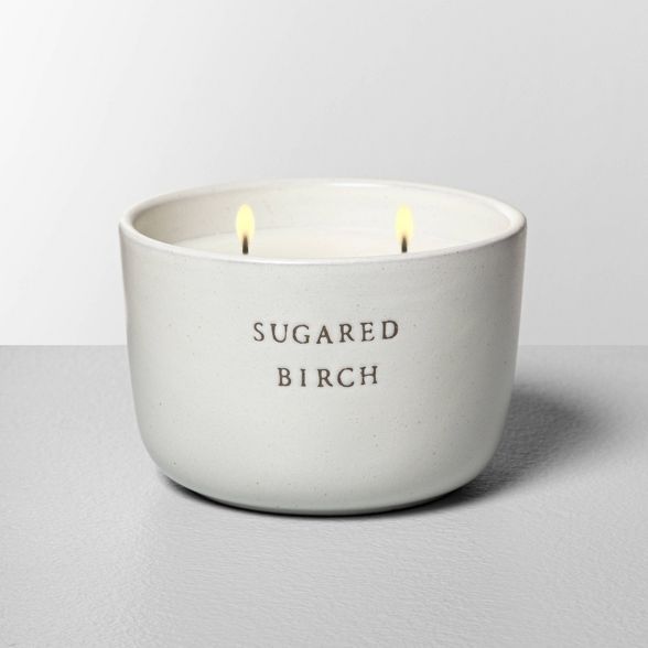 7.4oz Sugared Birch 2-Wick Ceramic Container Candle - Hearth & Hand™ with Magnolia | Target