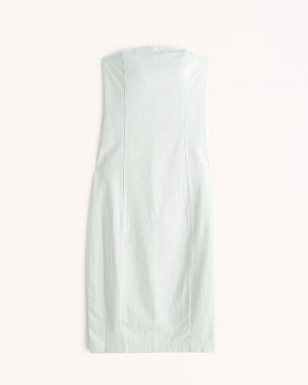 Strapless Linen-Blend Midi Dress | Abercrombie & Fitch (US)