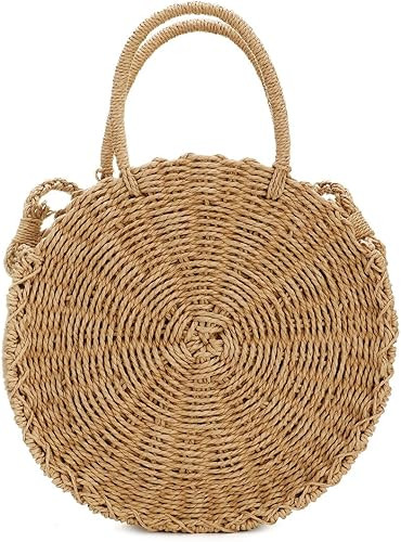 Rattan Handmade Straw Tote Handbag Beach Shoulder Bag Summer Beach Rattan Bag Straw Bag | Amazon (US)
