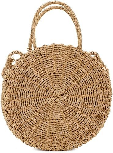 Rattan Handmade Straw Tote Handbag Beach Shoulder Bag Summer Beach Rattan Bag Straw Bag | Amazon (US)