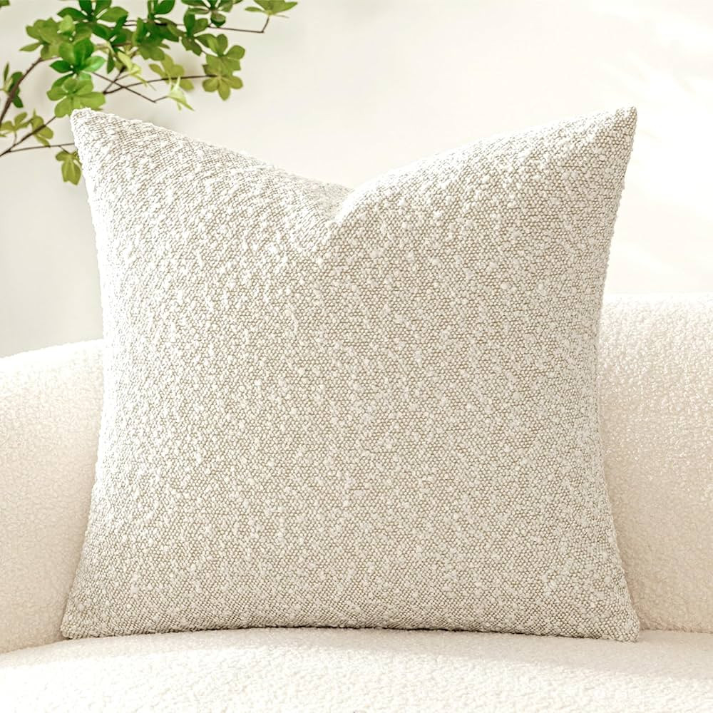 Woaboy Pack of 1 Decorative Throw Pillow Cover Pillowcase Textured Boucle Square Sofa Couch Pillo... | Amazon (US)