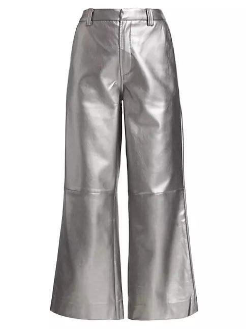 The Mia Vegan Leather Metallic Cropped Pants | Saks Fifth Avenue