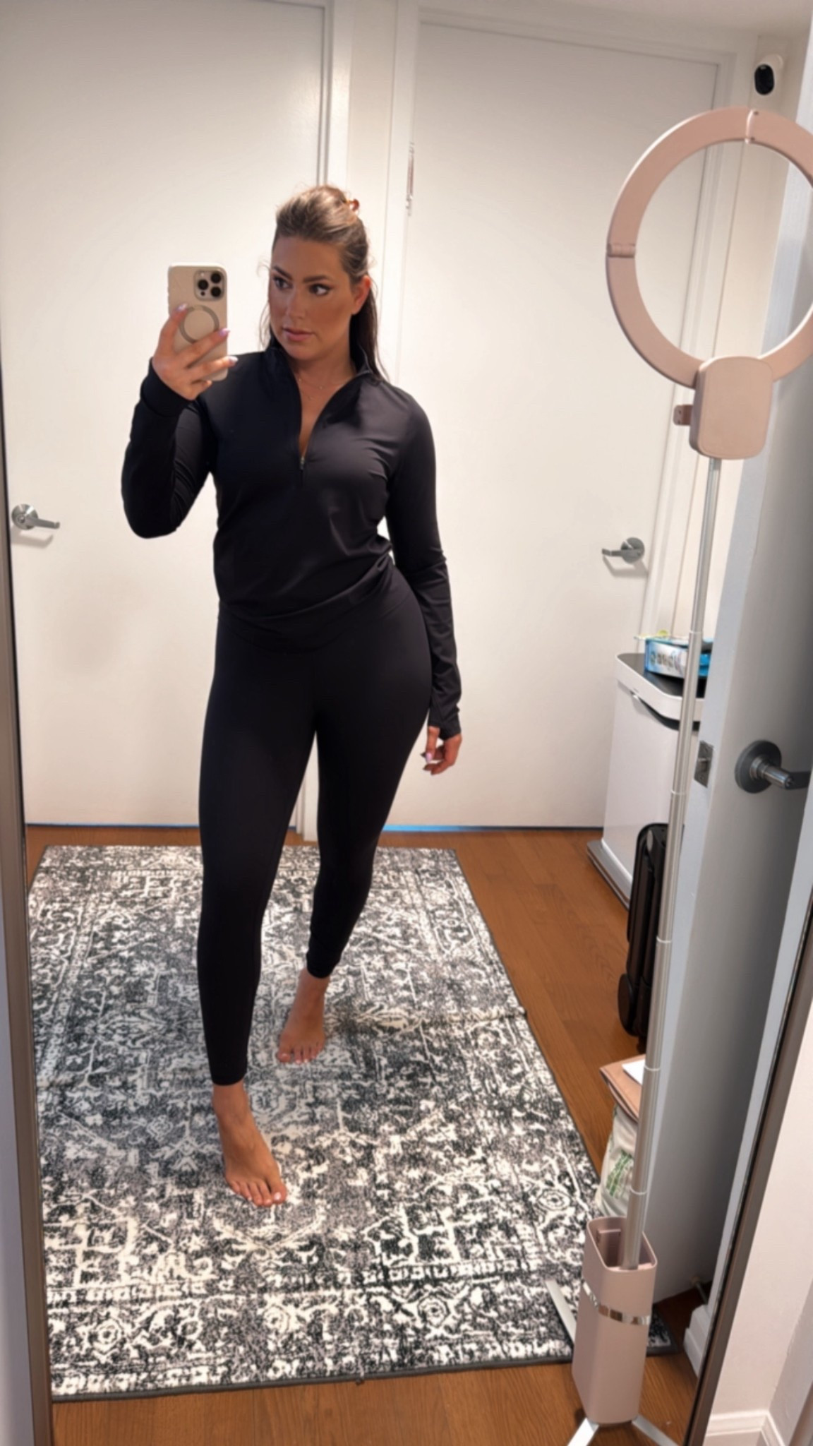 Wearing a medium in these Zella black yoga pants and half zip pullover  that is so soft! Amazon athletic bralette that comes in a set of 3-5 colors and has removable padding. Nordstrom sale, Nordstrom finds, Nordstrom athletic wear, yoga pants, workout pants matching sets, Emily Brickel Edelson

#LTKSeasonal #LTKSaleAlert #LTKActive