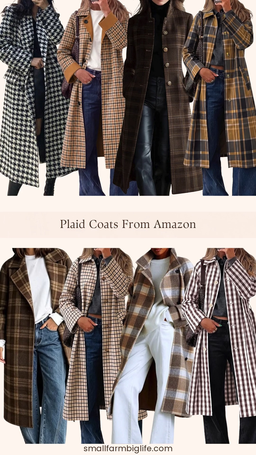 Plaid Coats From Amazon 🍂 Plaid coats are one of the biggest outerwear trends this fall, and these Amazon finds look so much more expensive than they are. Choose from army green and mustard plaid, khaki and navy plaid, brown plaid, brown and khaki plaid, black and white houndstooth, brown and white gingham, and a brown, khaki, and white belted style. There are long trench coats, wool blend pea coats, and even reversible designs, so you can find the perfect fit for your style. These classic plaid overcoats layer beautifully over sweaters and dresses for business casual workwear, travel outfits, or date night outfits. A timeless fall and winter coat that's an easy way to elevate fall outfits for women over 50 and beyond!

#amazonfinds #amazonfashion #plaidcoat #trenchcoat #falloutfits 

 #LTKootd #LTKOver40 #LTKWorkwear