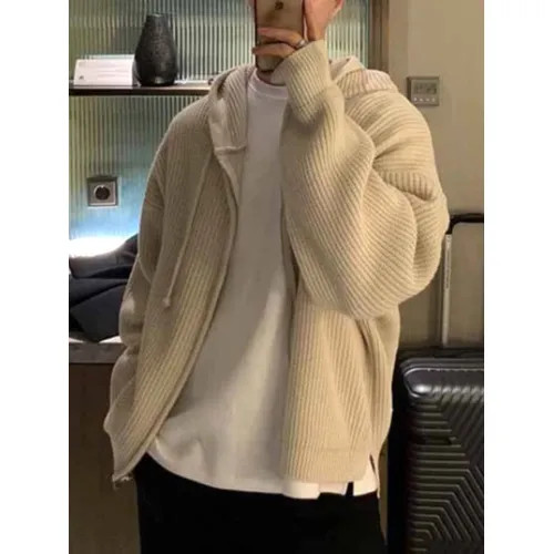 Naideth - Plain Ribbed Zip-Up Knit Hoodie | YesStyle Global