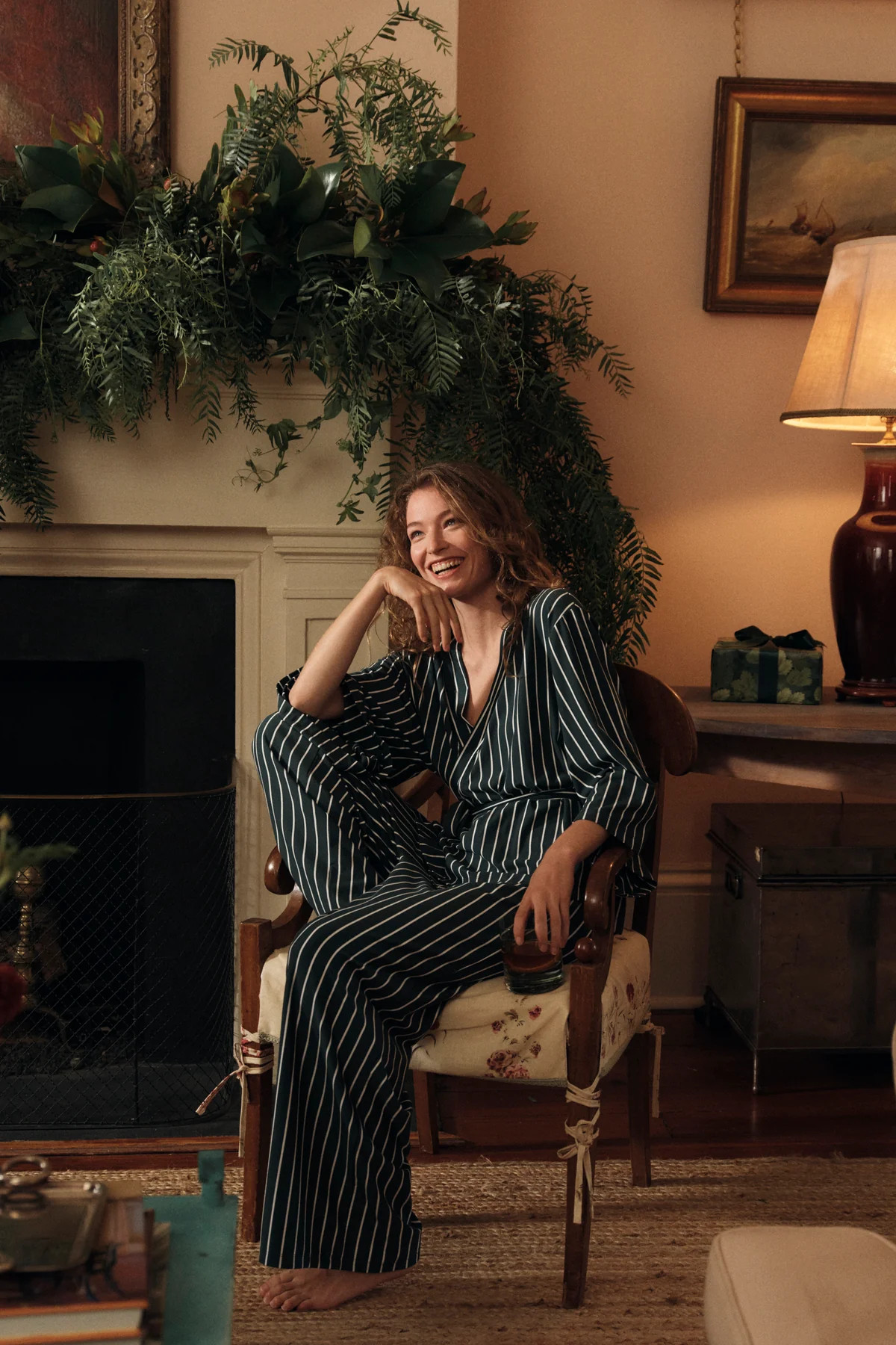 DreamModal Kimono Pajama Set in Conifer Stripe | Lake Pajamas