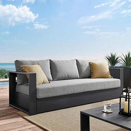Modway Tahoe Patio Powder-Coated Aluminum Set Outdoor Furniture, Gray Gray | Amazon (US)
