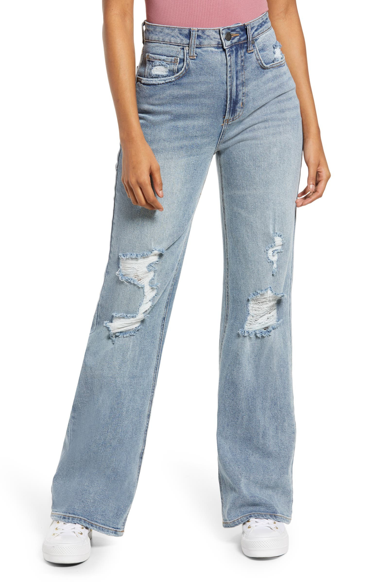 High Waist Distressed Wide Leg Jeans | Nordstrom
