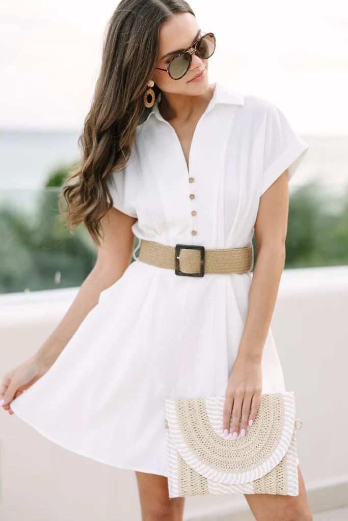 Out For The Day White Belted Dress | The Mint Julep Boutique