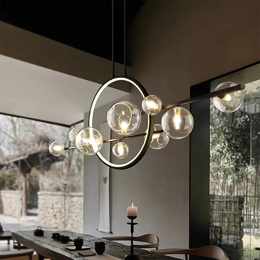 Modern Island Lights for Kitchen,10-Light Pendant Lights Kitchen Island Lighting with Glass Globe... | Amazon (US)