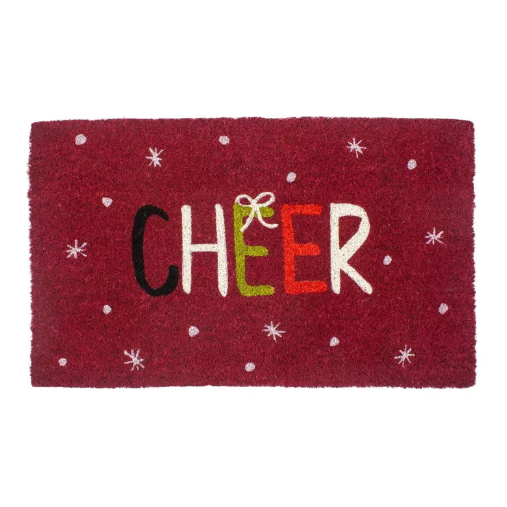 Entryways 1'4" x 2'4" Holiday Cheer Indoor/Outdoor Coir Doormat Red/White/Green | Target