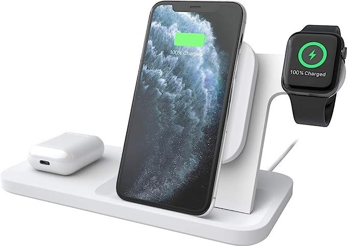 Logitech powered 3-in-1 Qi wireless charging dock (white) | Amazon (US)