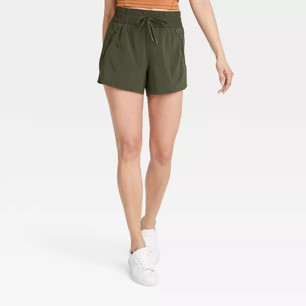 Women's Stretch Woven Mid-Rise Shorts 4" - All in Motion™ | Target
