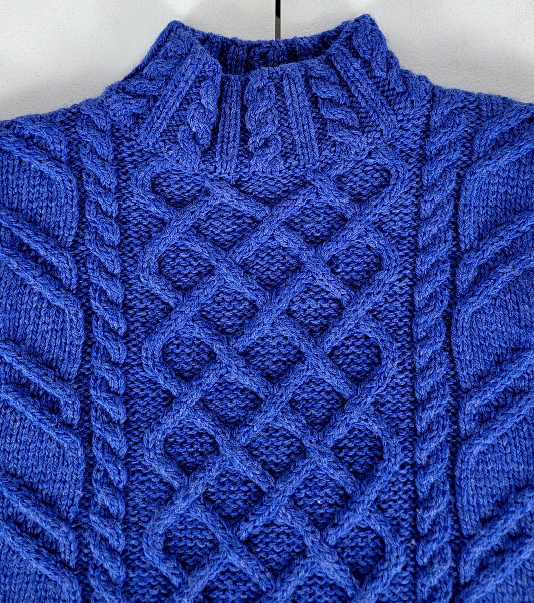 Vtg Paul James 100% Wool Fishermans Sweater Chunky Cable Knit Blue Small England  | eBay | eBay US