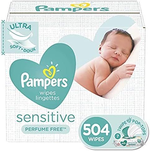 Baby Wipes, Pampers Sensitive Water Based Baby Diaper Wipes, Hypoallergenic and Unscented, 7 Pop-Top | Amazon (US)
