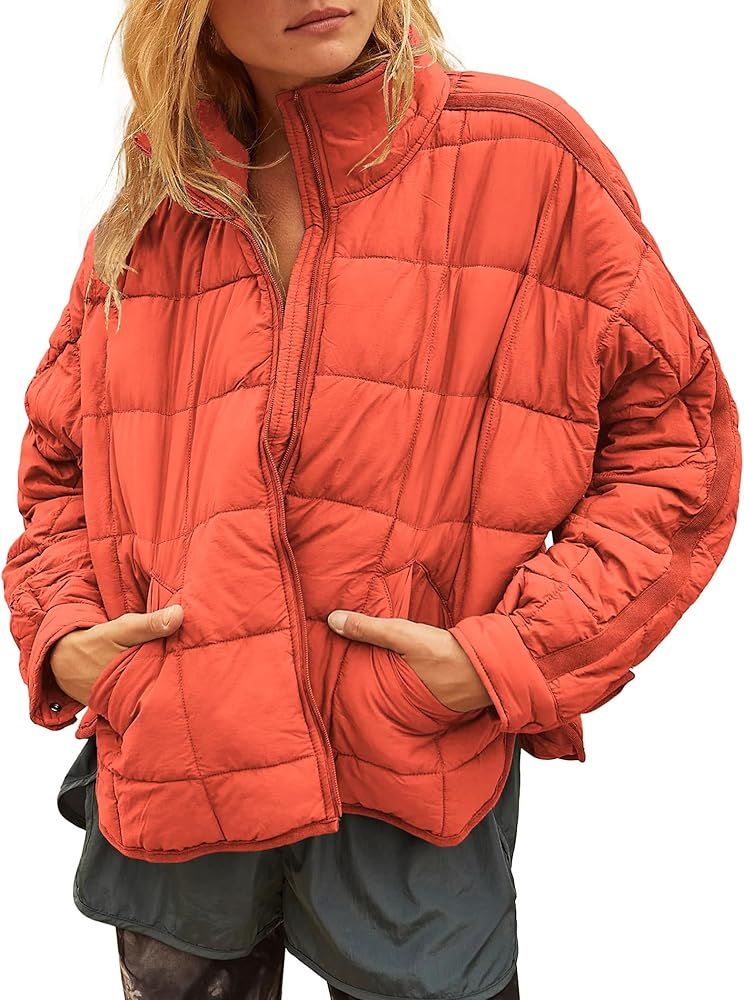 Gacaky Women's Baggy Lightweight Zip Puffer Jacket Warm Winter Down Coat with Pockets | Amazon (US)