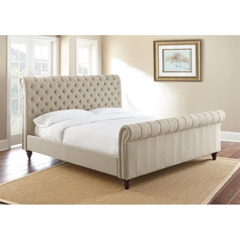 Karsten Tufted Upholstered Low Profile Sleigh Bed | Wayfair North America