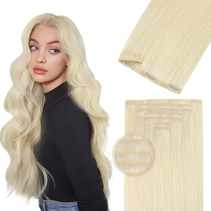 DOORES Invisible Clip in Hair Extensions Human Hair, 14 inch #60A | Amazon (US)