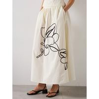 Mango Flower Embroidered Midi Skirt | Very (UK)