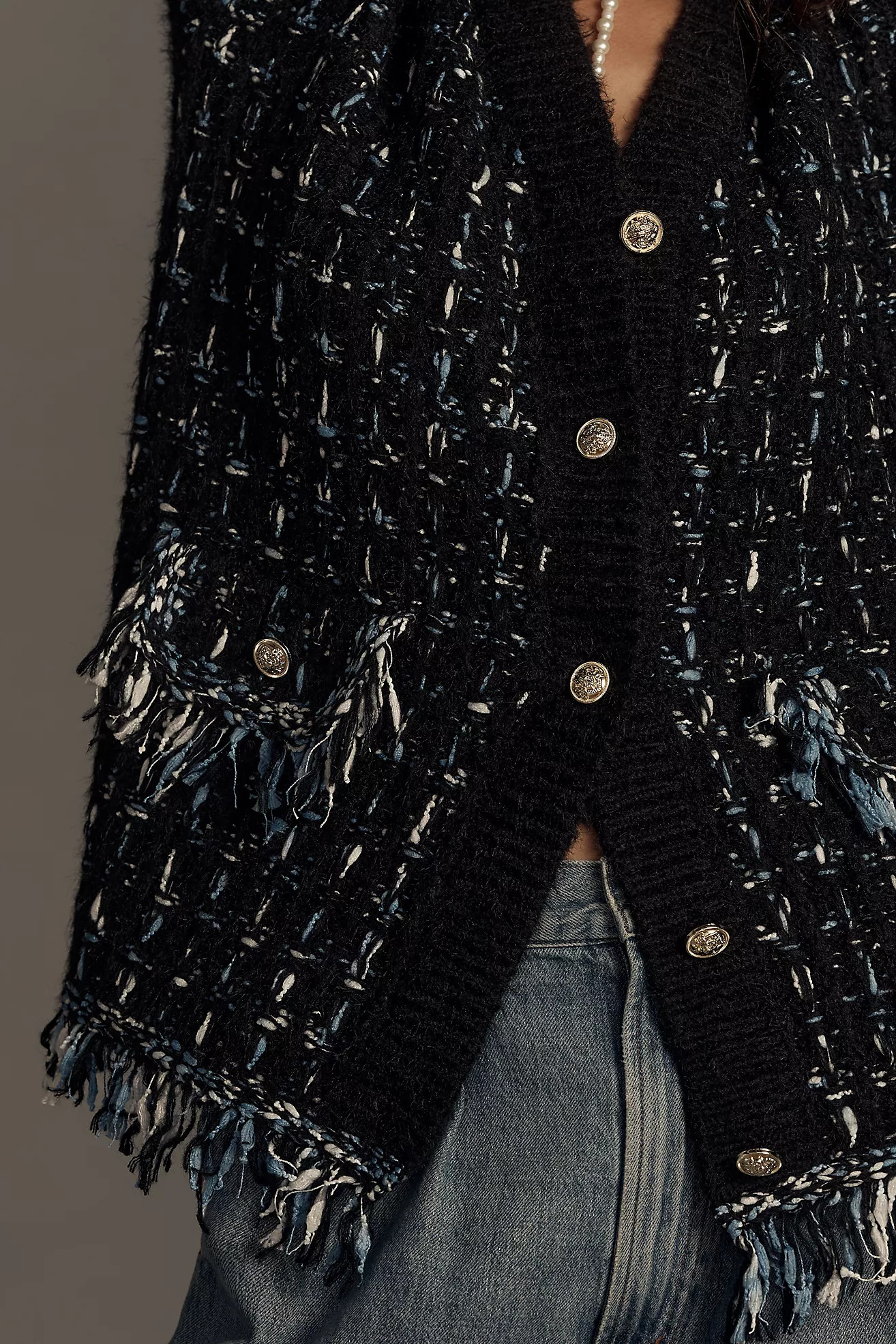 By Anthropologie Tweed Fringe Cardigan Sweater | Anthropologie (US)