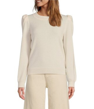 Lisa Puff Sleeve Crew Neck Cashmere Sweater | Dillard's