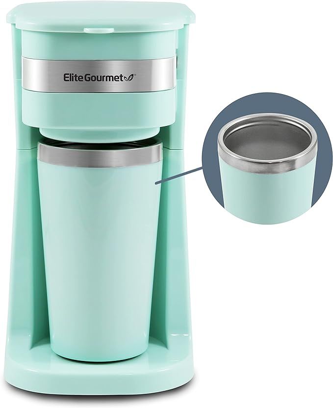 Elite Gourmet EHC113M Personal Single-Serve Compact Coffee Maker Brewer Includes 14Oz. Stainless ... | Amazon (US)