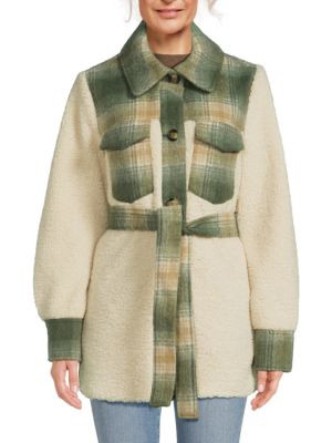Plaid Faux Fur Belted Coat | Saks Fifth Avenue OFF 5TH