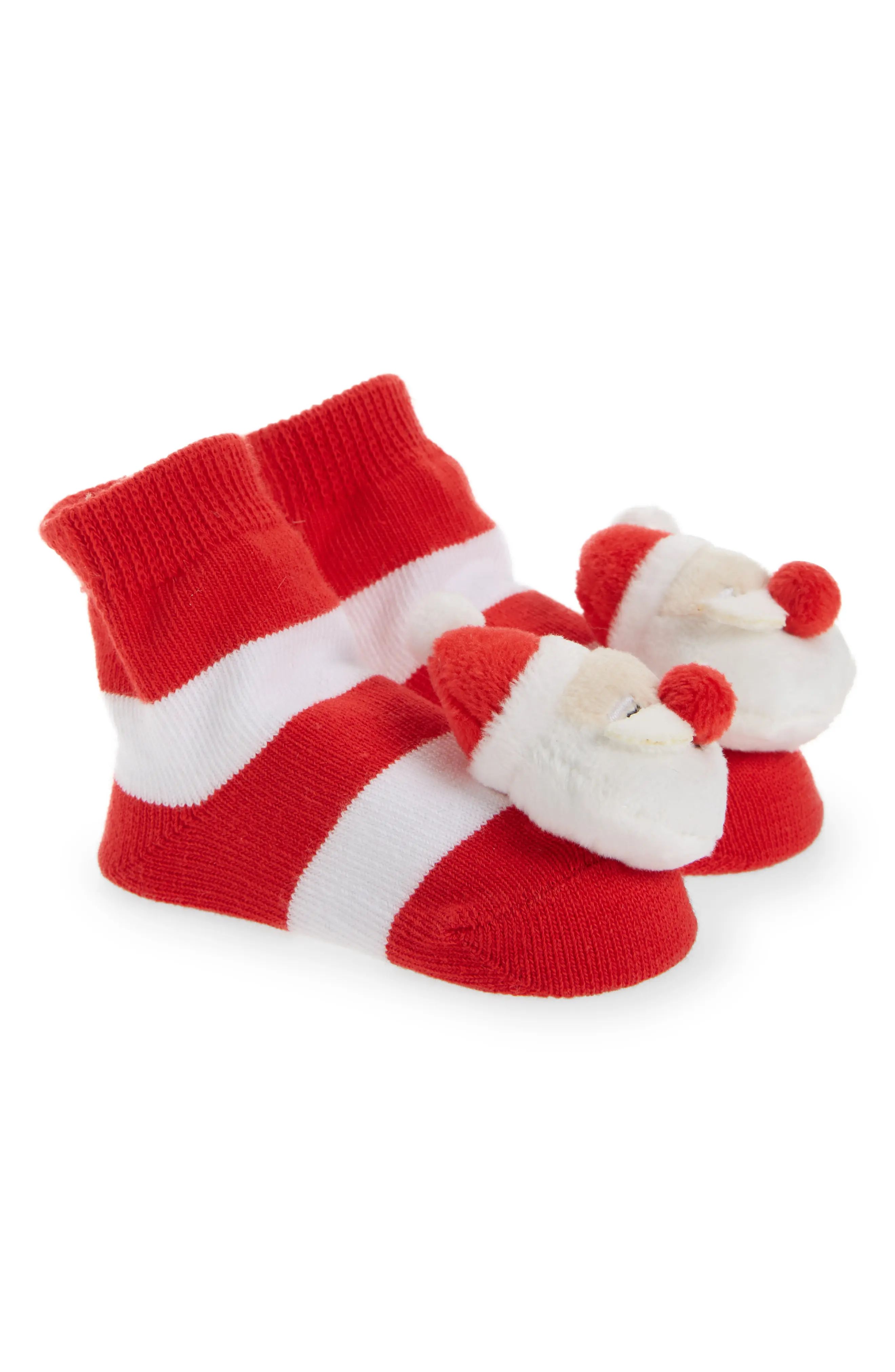 Mud Pie Santa Rattle Toe Socks, Size 0-12 M in Red at Nordstrom | Nordstrom