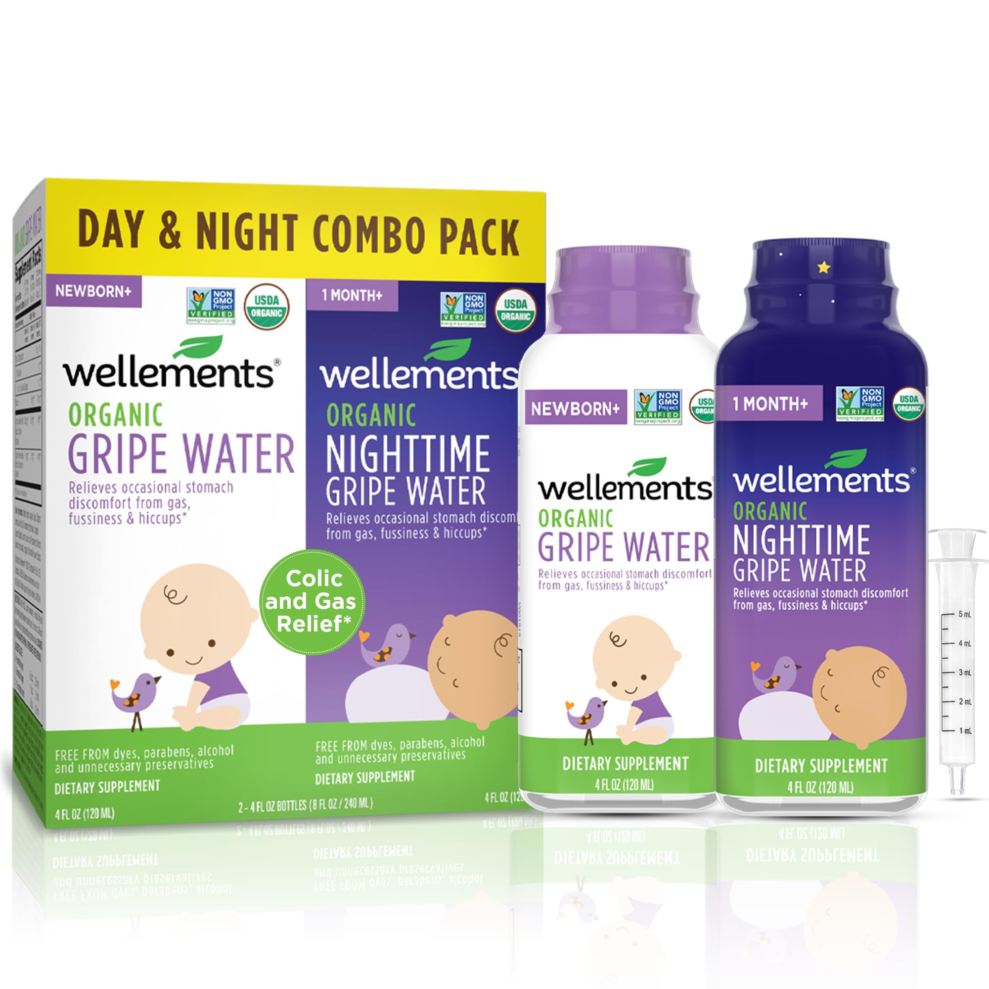 Wellements Organic Gripe Water for Babies Day & Night Combo Pack (4 Fl Oz) - Infant Gripe Water N... | Amazon (US)