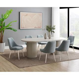 HOME IMPORTS EMPORIUM Blue Linen Side Chair (Set of 2) with classic dining chair design for timel... | The Home Depot