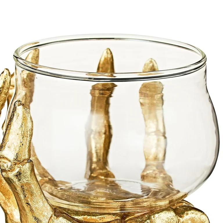 Halloween Gold Resin & Glass Skeleton-Hand Indoor Candle Holder, 4"L x 4"W x 2.88"H, by Way to Ce... | Walmart (US)