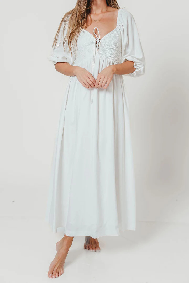Cecilia Maxi Dress in Off-White - Bump Friendly | Worth Collective