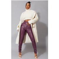 Plum Button Up Faux Leather Skinny Pants | PrettyLittleThing CAN