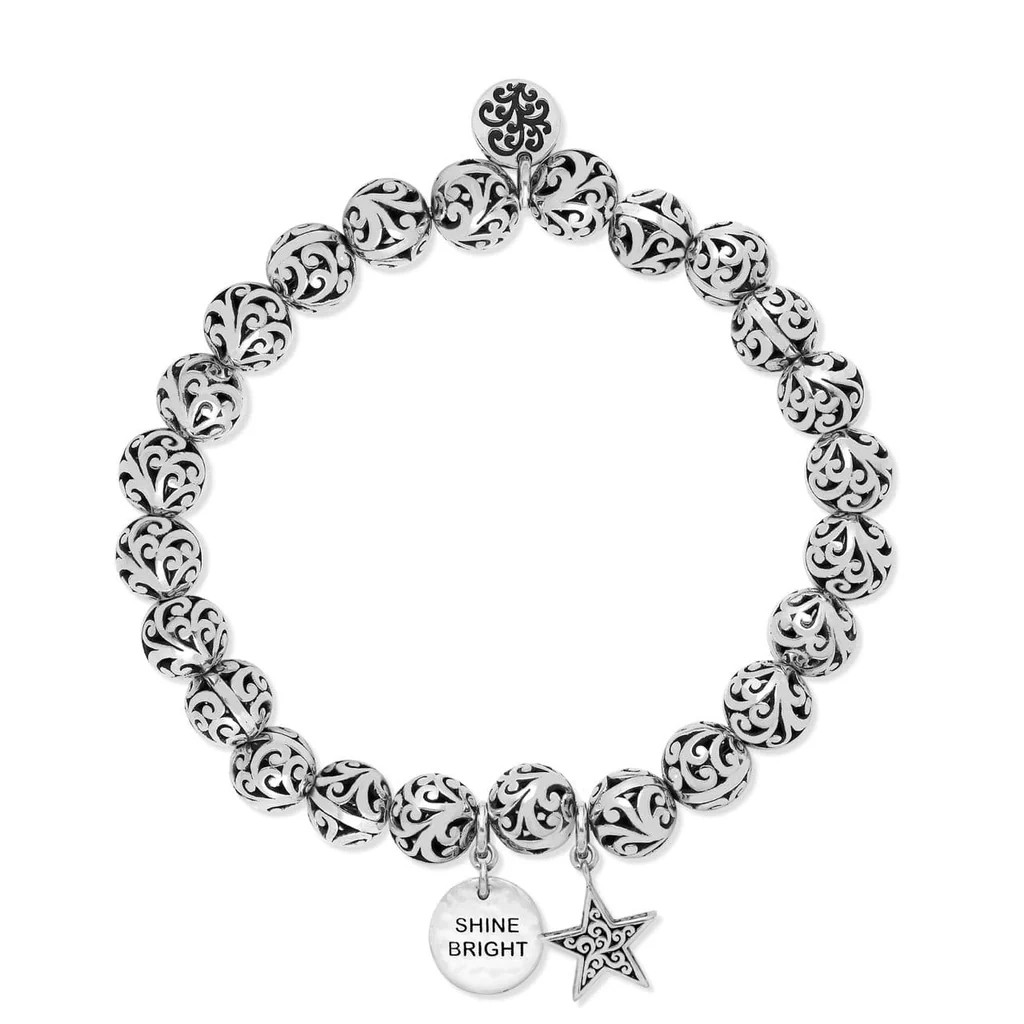 "Shine Bright" and Star Charm, 8mm LH Scroll Bead Stretch Bracelet
        
        
        – ... | Lois Hill Designs LLC