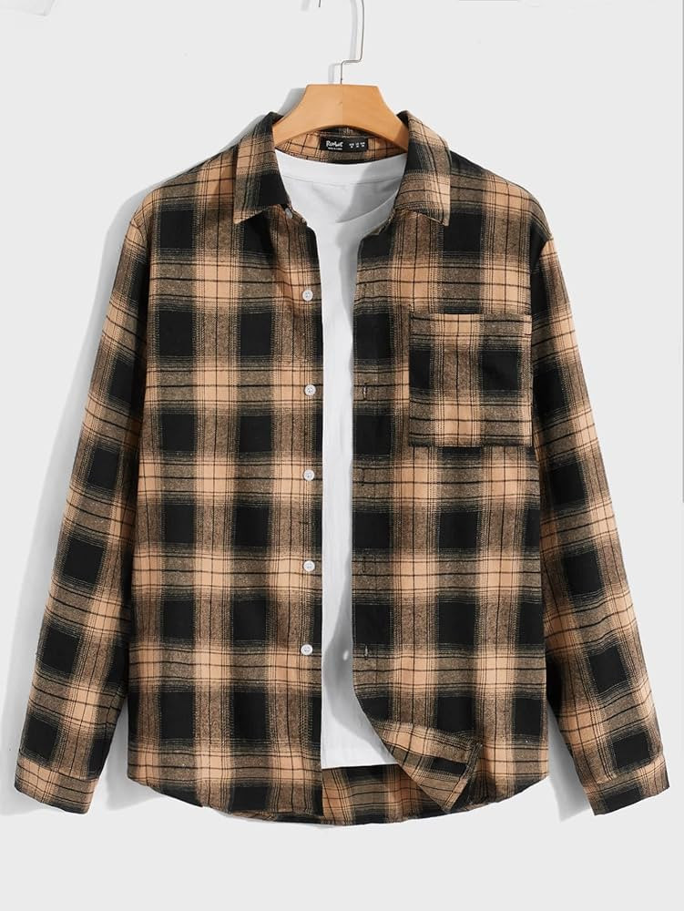 NIBHZ Mens Shirts Guys Plaid Button Front Pocket Shirt Without Tee Shirts for Men (Color : Multic... | Amazon (US)