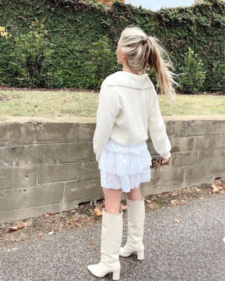 The best way to style your Spring dresses in the fall is with a sweater & knee high boots! Love fall and love fall outfits! Boots linked & under $100

#LTKunder100 #LTKshoecrush #LTKSeasonal
