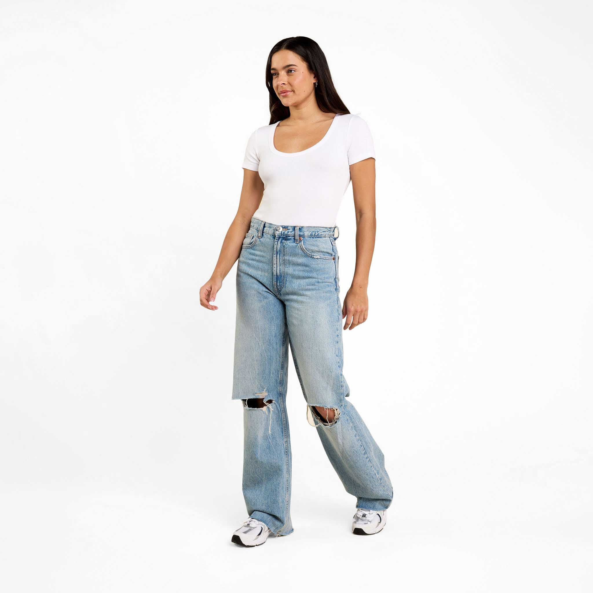 Slinky Rib Short Sleeve Bodysuit | White | Nuuds US