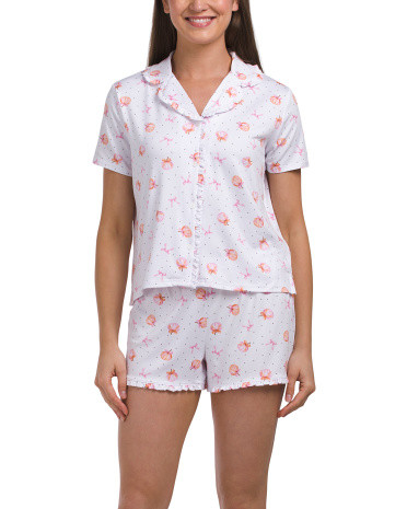 2pc Pumpkin Notch Top And Shorts Pajama Set | TJ Maxx