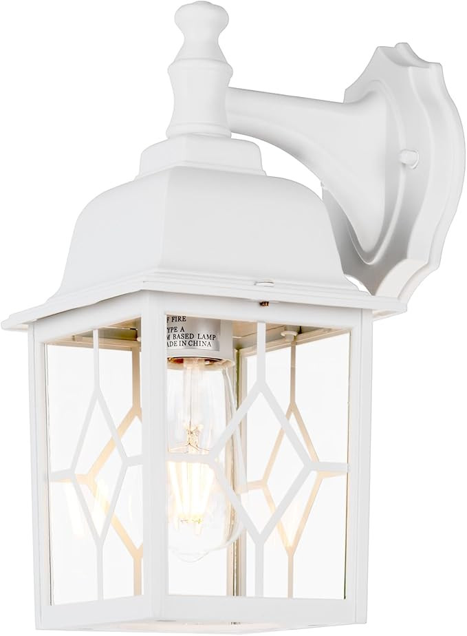 LIT-PaTH Outdoor Wall Lantern, White Large Exterior Wall Light Fixture, E26 Base, Anti-Rust Alumi... | Amazon (US)