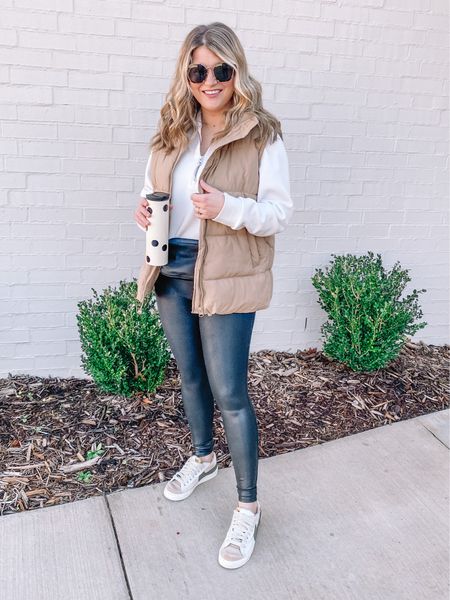 Spanx faux leather leggings and amazon puffer vest for an easy athleisure look! 

#LTKunder50 #LTKSeasonal #LTKfit