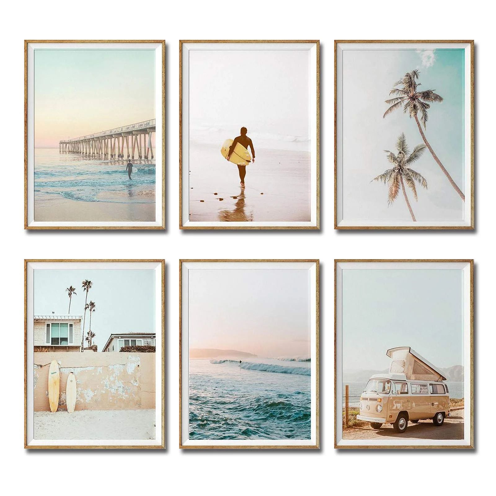 Beach - 6 Piece Picture Frame Print on Canvas | Wayfair North America