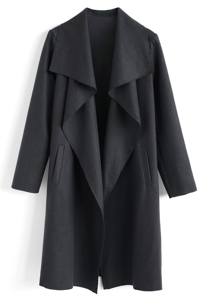 Free Myself Open Front Wool-Blend Coat in Grey | Chicwish