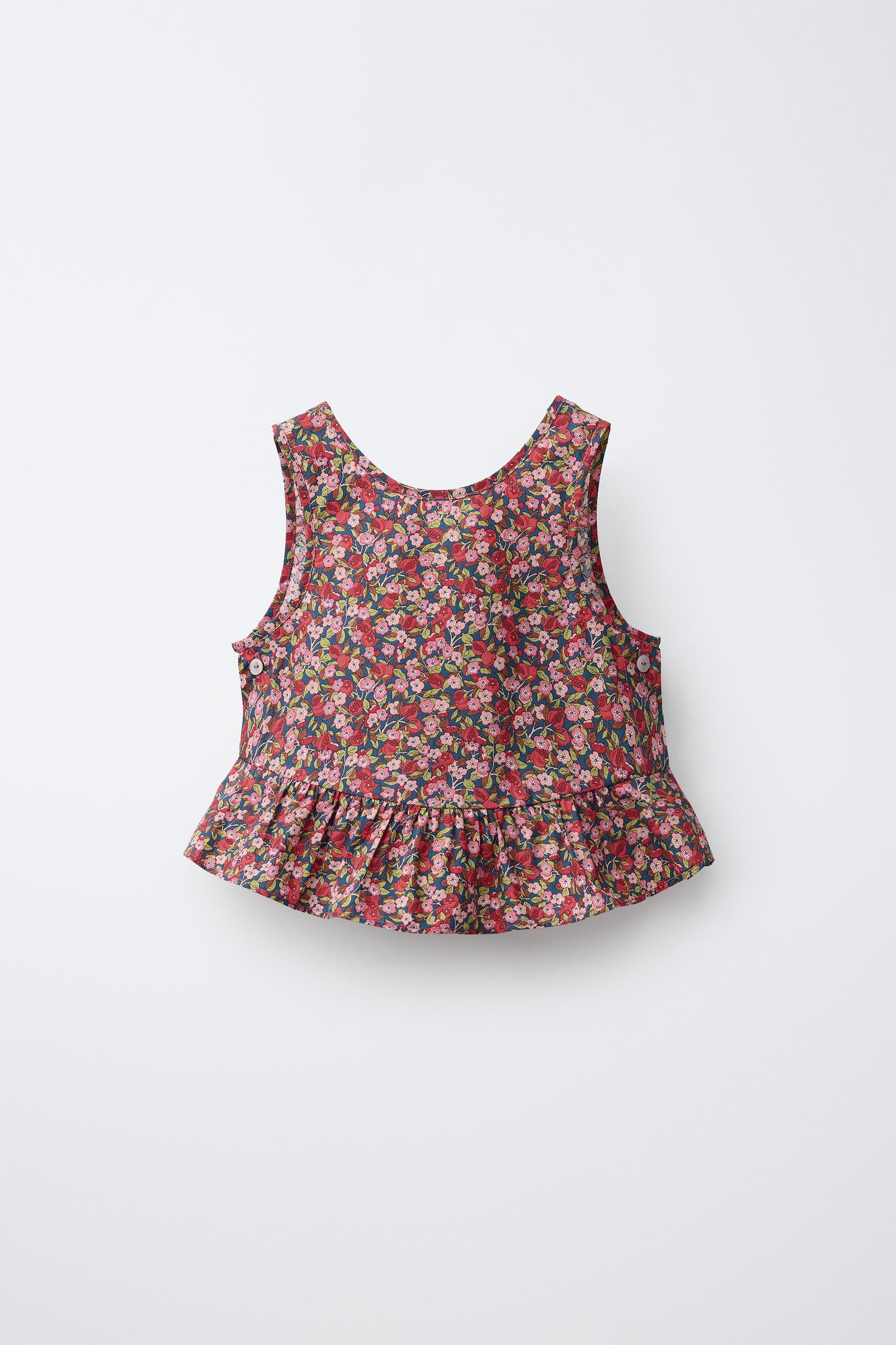 Zara - Floral Print Liberty Fabric Top - Pink - 4 Years (40,9 Inches) - Kids | Zara US
