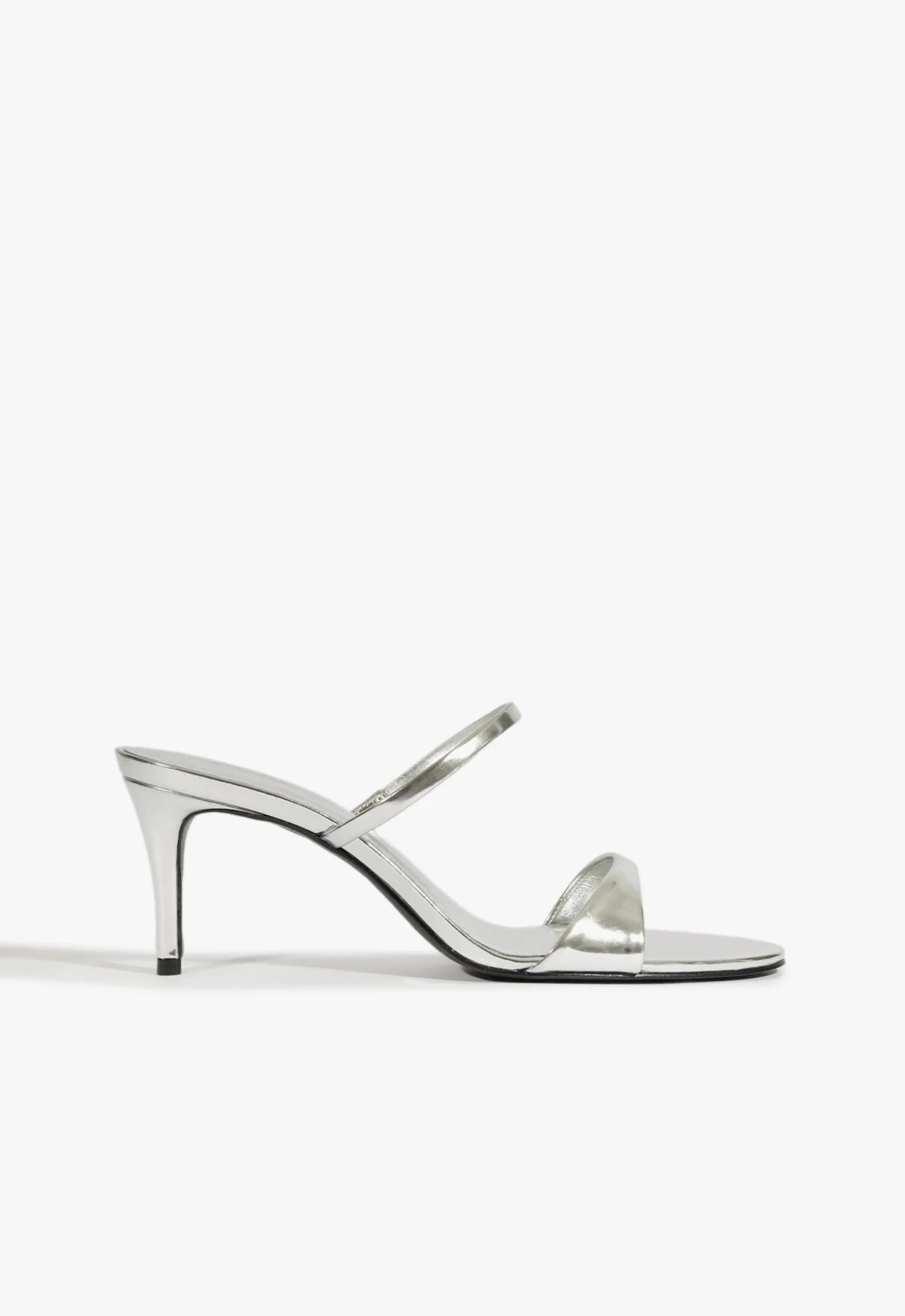 Jessica Mid Mule Silver Sandal | Stiletto Heel - SCHUTZ | Schutz (US)