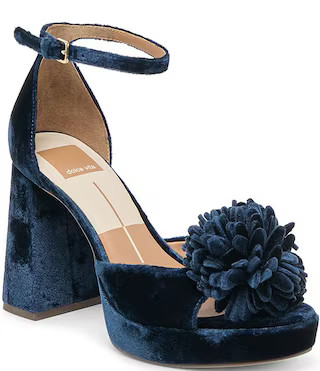 Dolce Vita Perel Velvet Pom Ornament Ankle Strap Platform Dress Sandals | Dillard's | Dillard's