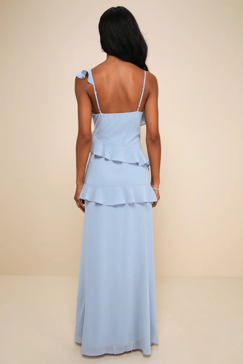 Utterly Captivating Light Blue Ruffled Sleeveless Maxi Dress | Lulus